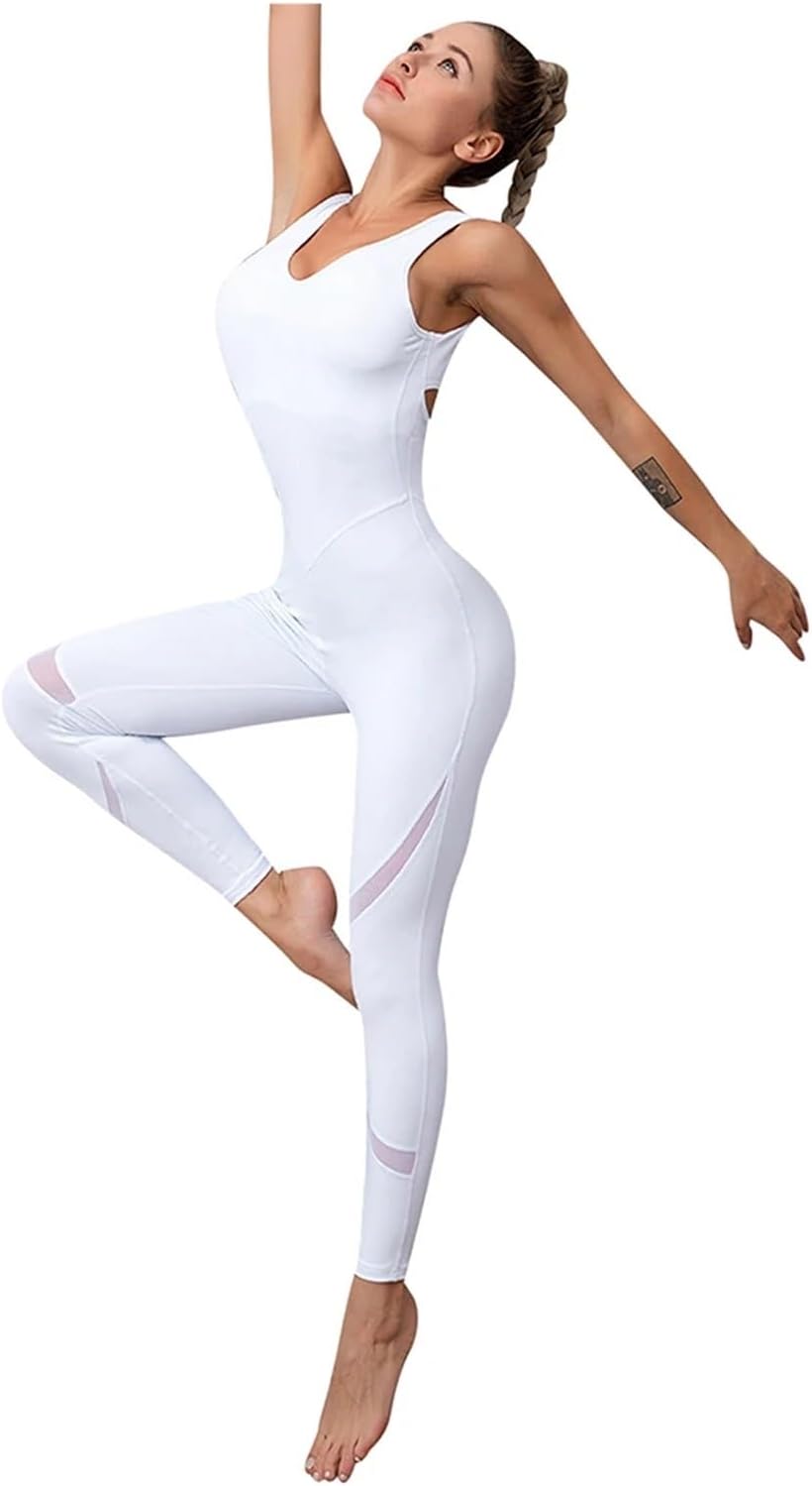 Combinaison yoga Combinaison de yoga aérien grande taille en maille nylon, dos croisé extensible, tenue de sport for femmes, course à pied, gym, danse, entraînement, fitness